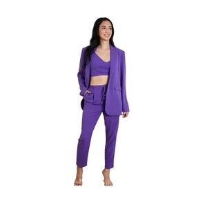 Geegee Purple Straight Leg Drawstring Office Pants Women Size Medium Oversized